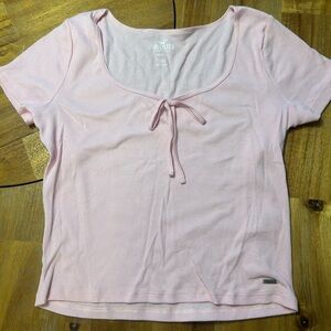 Hollister Basic Light Pink Bow Baby Tee